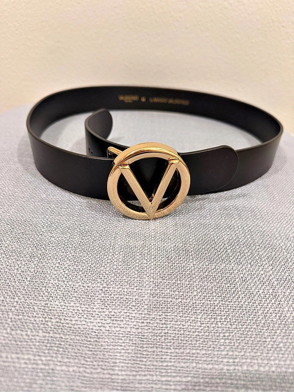 Valentino by Mario Valentino VLogo Signature Belt Belts Black Gold Size M